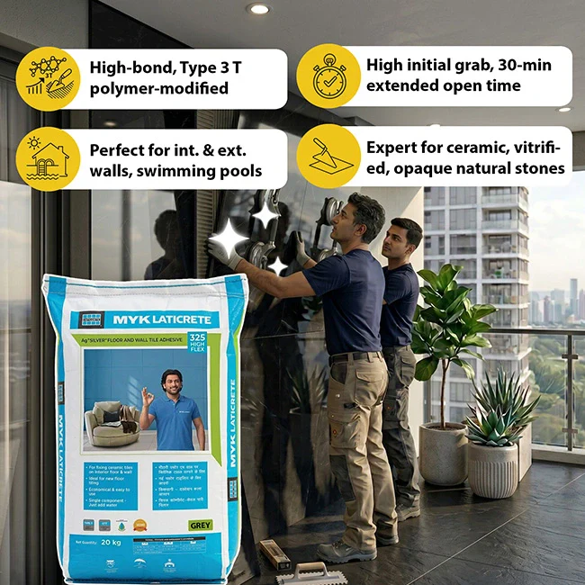 MYK Laticrete 325 High Flex Tile & Stone Adhesive, Grey, 20 Kg Bag - Image 2