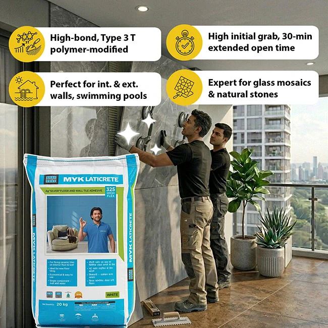 MYK Laticrete 325 High Flex Tile & Stone Adhesive, White, 20 Kg Bag - Image 2