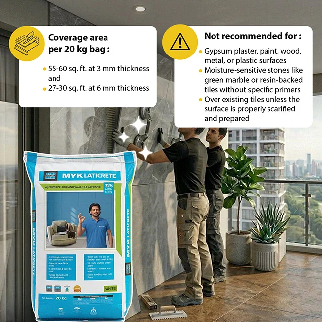 MYK Laticrete 325 High Flex Tile & Stone Adhesive, White, 20 Kg Bag - Image 3