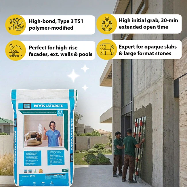 MYK Laticrete 335 Super Flex Tile & Stone Adhesive, Grey, 20 Kg Bag - Image 2