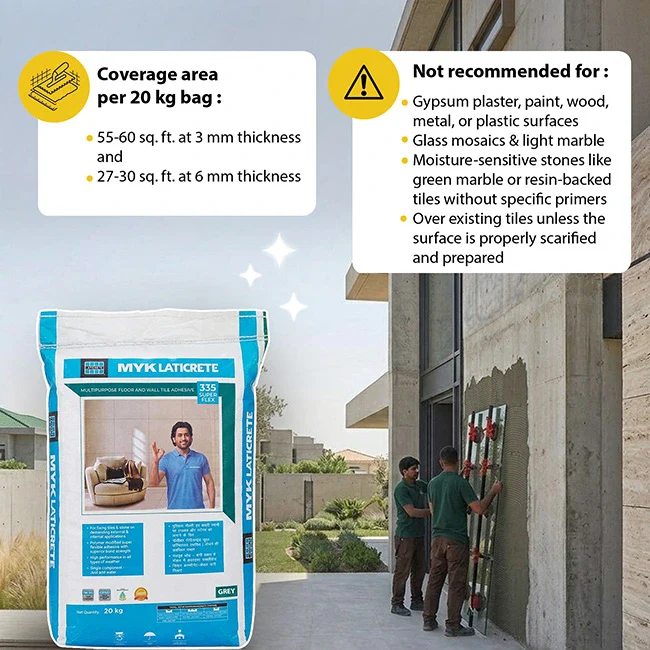 MYK Laticrete 335 Super Flex Tile & Stone Adhesive, Grey, 20 Kg Bag - Image 3
