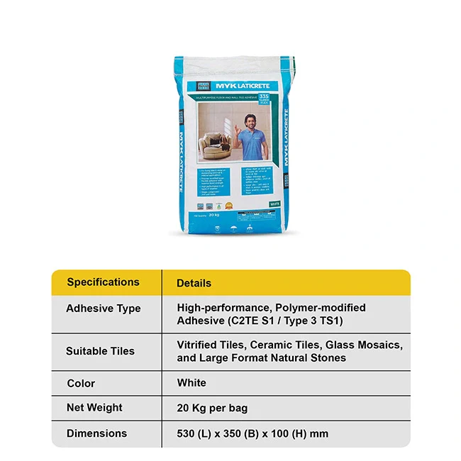 MYK Laticrete 335 Super Flex Tile & Stone Adhesive, White, 20 Kg Bag - Image 5