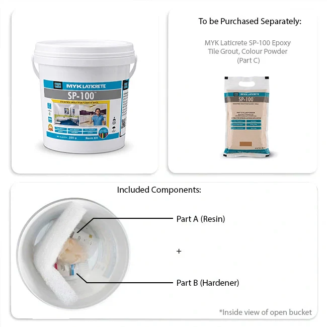MYK Laticrete SP-100 Epoxy Tile Grout, Resin + Hardener Bucket (Part A & Part B) - Image 5
