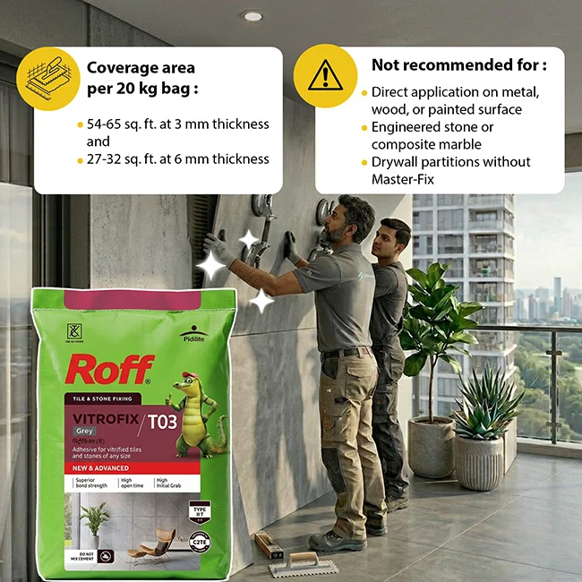 Roff T03 VFA Tile Adhesive, Grey, 20 Kg Bag - Image 3