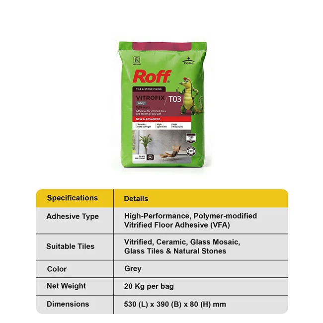 Roff T03 VFA Tile Adhesive, Grey, 20 Kg Bag - Image 5