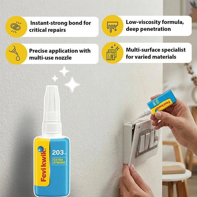 Fevi Kwik 203 Super Glue, Instant Bond, 20gm - Image 2