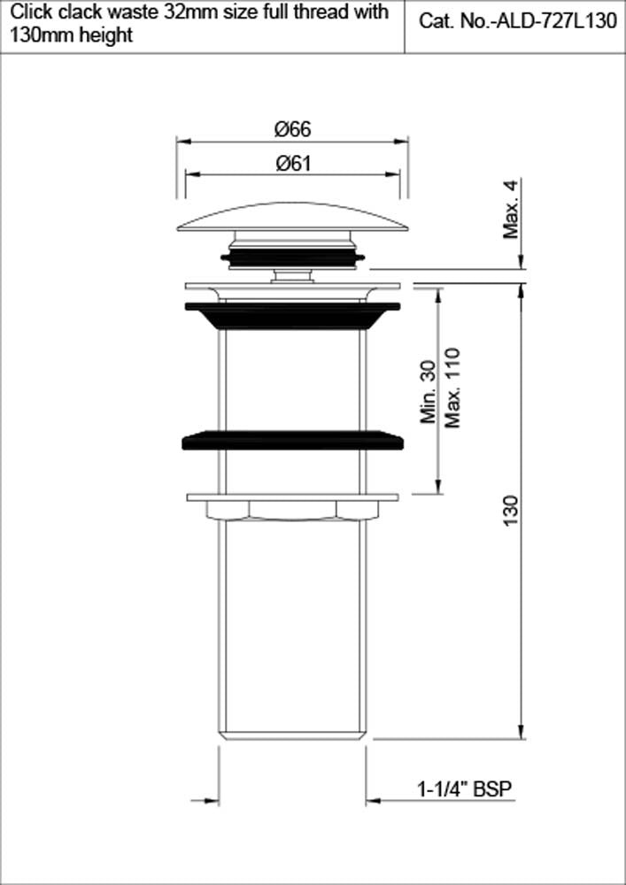 Jaquar Florentine Prime Waste Coupling, ALD-CHR-727L130 - Image 2
