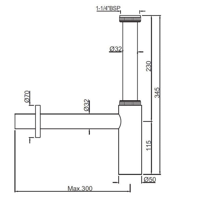 Jaquar Bottle Trap, ALD-CHR-769L300X190 - Image 2