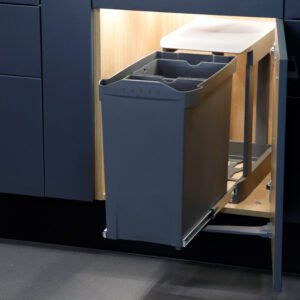 Ebco Auto Pull Out Waste Bin, Auto Open on Shutter Open, 28L Capacity, 2 X 14L Separate Bins, APDWB-28