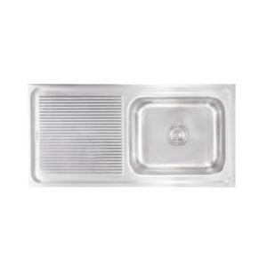 Futura Dura Single Bowl with Drainboard Sink, Stainless Steel, 37" X 18" X 8"