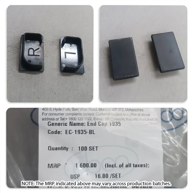 Ebco Aluminium Profile Shutter Handle End Cap, EC-1935-AB, Anodised Black, L+R Set - Image 2