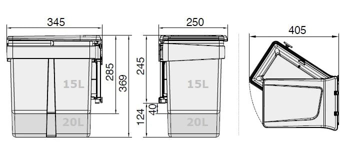 Ebco Swing Out Waste Bin, Rectangular - Image 3