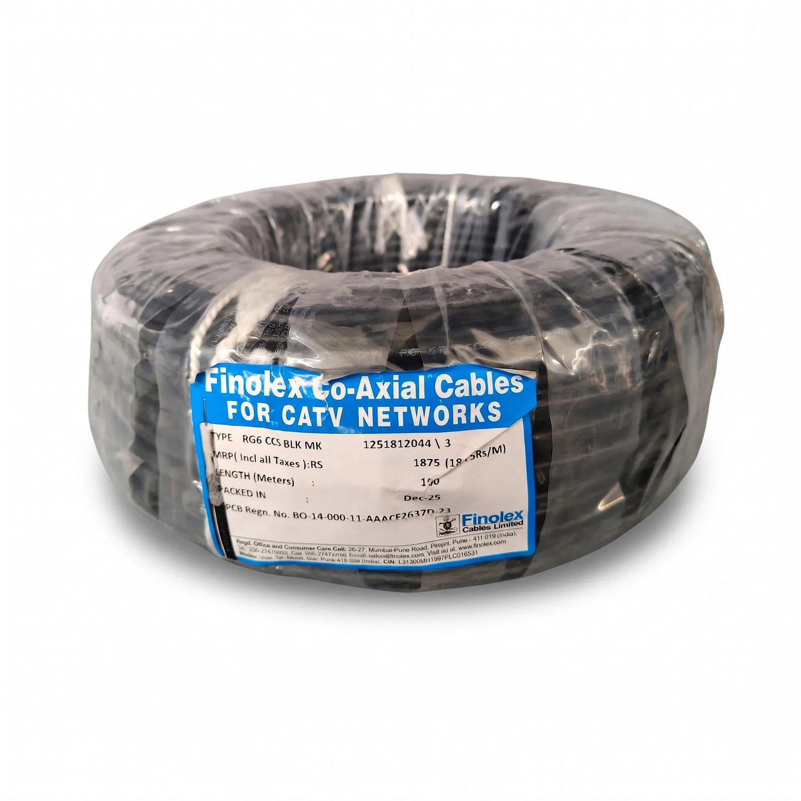 Finolex RG-6 CCS Axial Cable, 100m