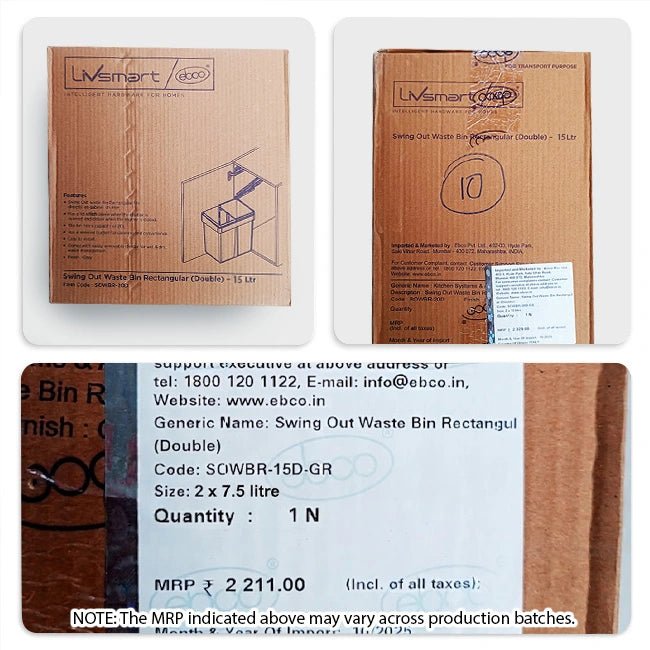 Ebco Swing Out Waste Bin, Rectangular - Image 4