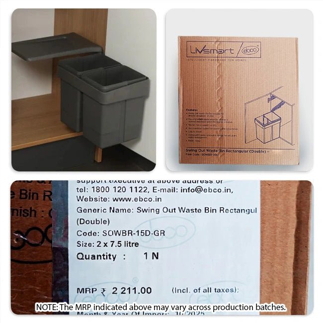 Ebco Swing Out Waste Bin, Rectangular - Image 7