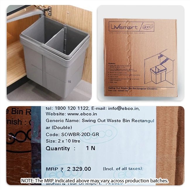 Ebco Swing Out Waste Bin, Rectangular - Image 6